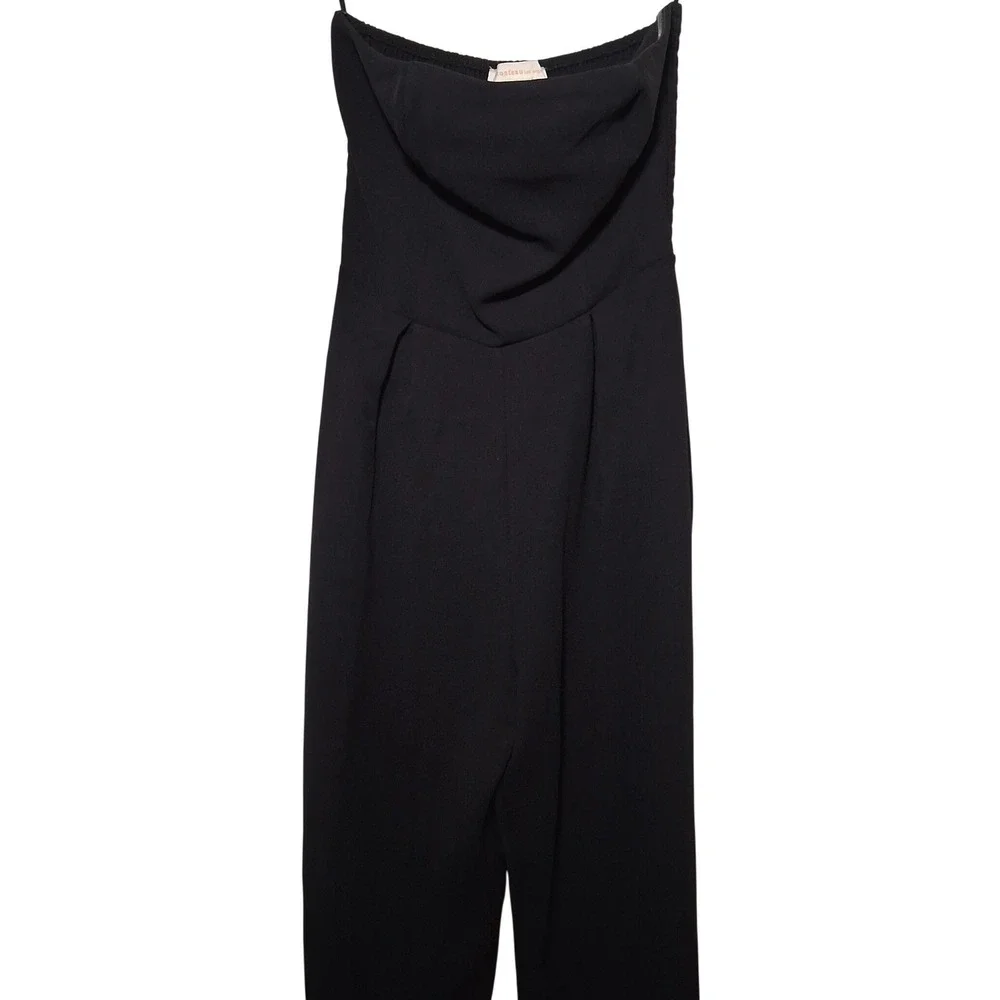 Monteau Los Angeles Black Strapless Wide Leg‎ Jumpsuit S Smocked Back